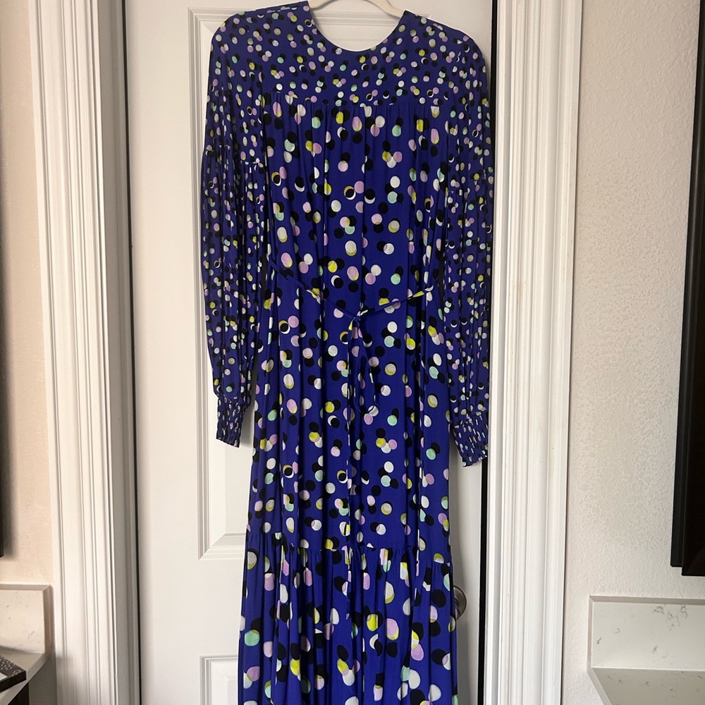 Ted Baker Blue Polka Dot Long Sleeve Dress